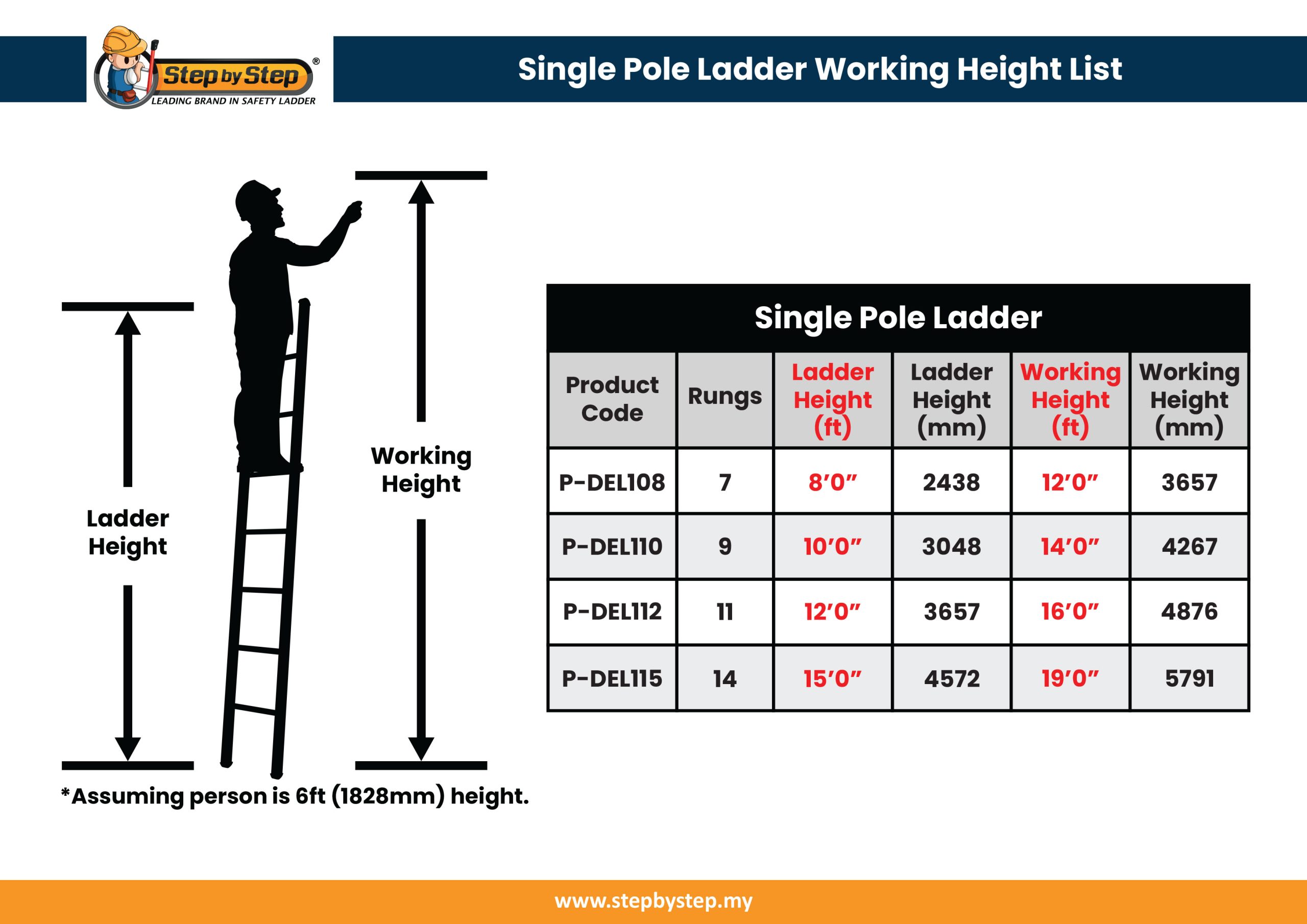 P-DEL-(SINGLE) ladder working load