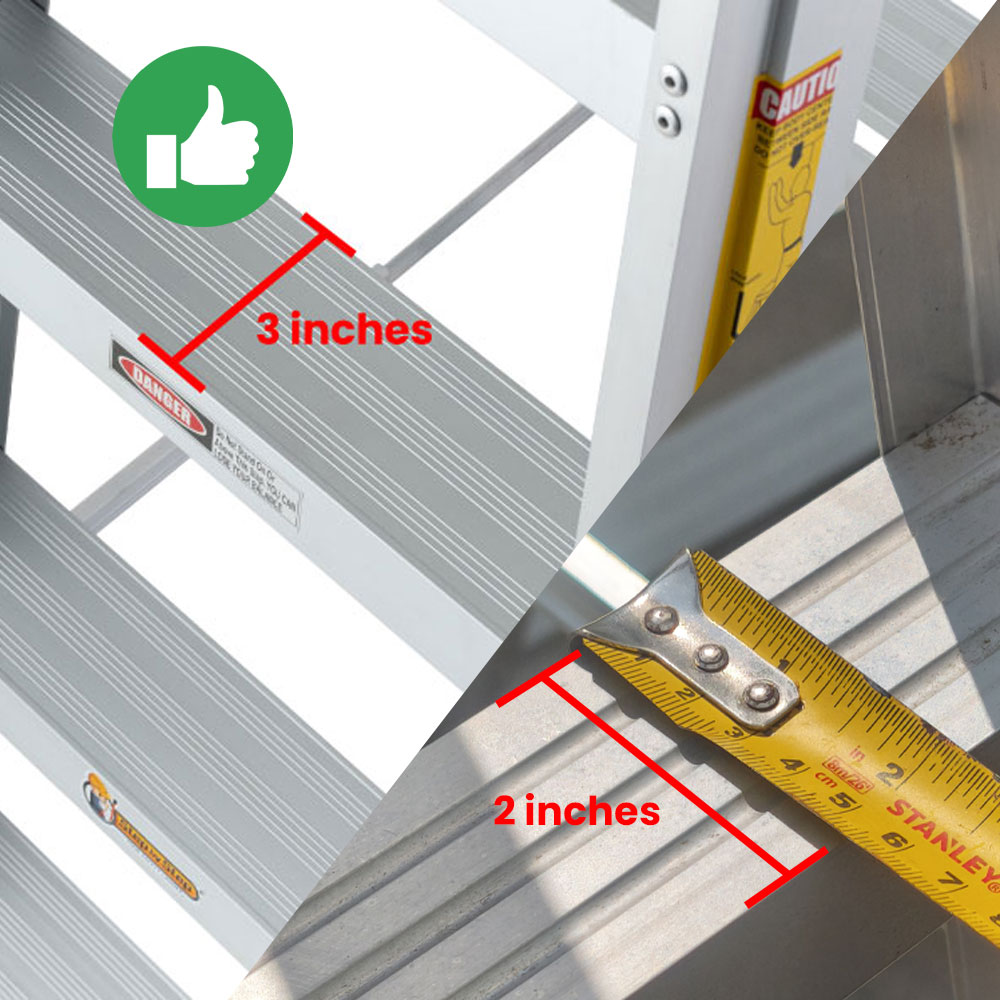 Wider anti-slip steps