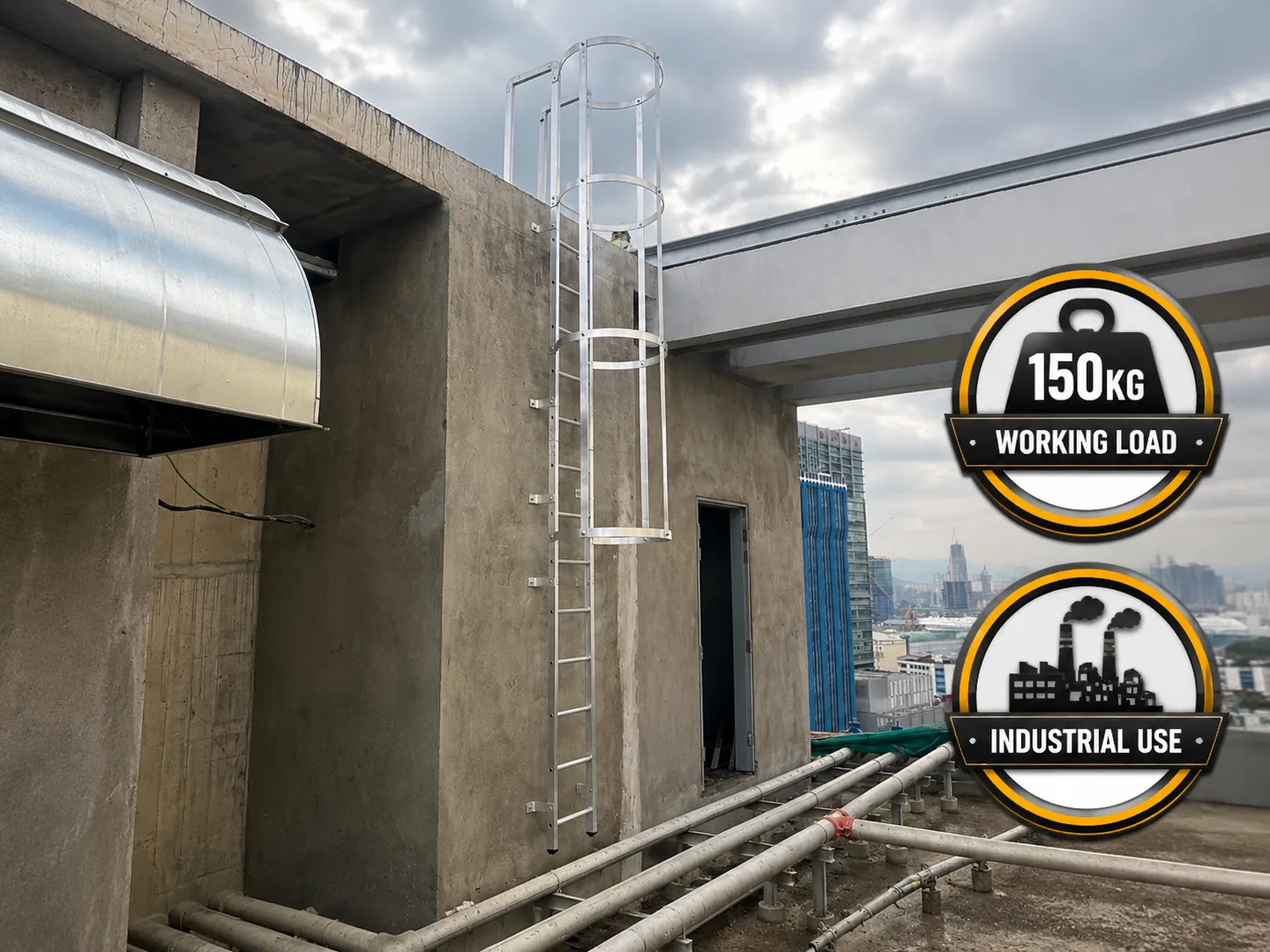 Aluminium Cat Ladder with Cage & Handrail Aluminium Cat Ladder with Cage & Handrail
