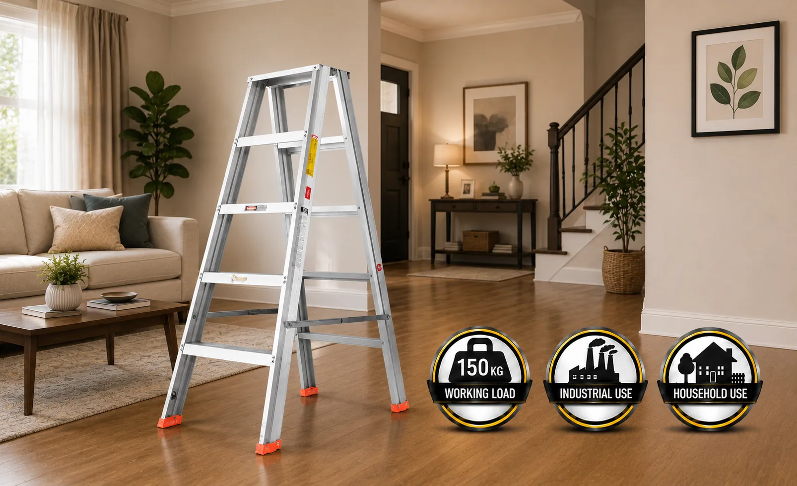 Aluminium Double Sided A-Shape Step Ladder Aluminium Double Sided A-Shape Step Ladder