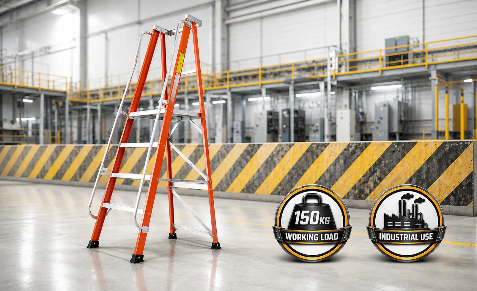 Fiberglass Platform Trolley Ladder Fiberglass Platform Trolley Ladder
